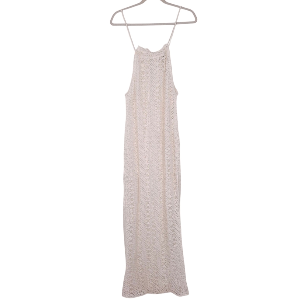 Lulus crochet maxi halter dress swim cover up beach vacation coastal resort wear